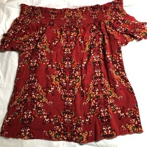 A. Byer floral off the shoulder shirt